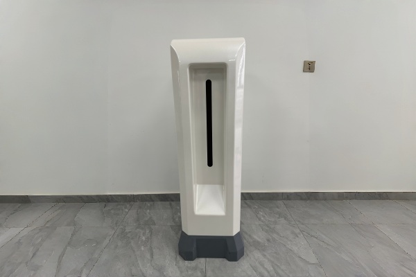 Front view of medical beauty device enclosure manufacturing featuring a deep concave cavity.