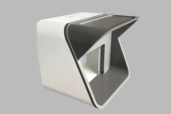 Panel sets and equipment housings for bedside workstations with monitor arms, keyboard or control areas, power modules and serviceable internal compartments.