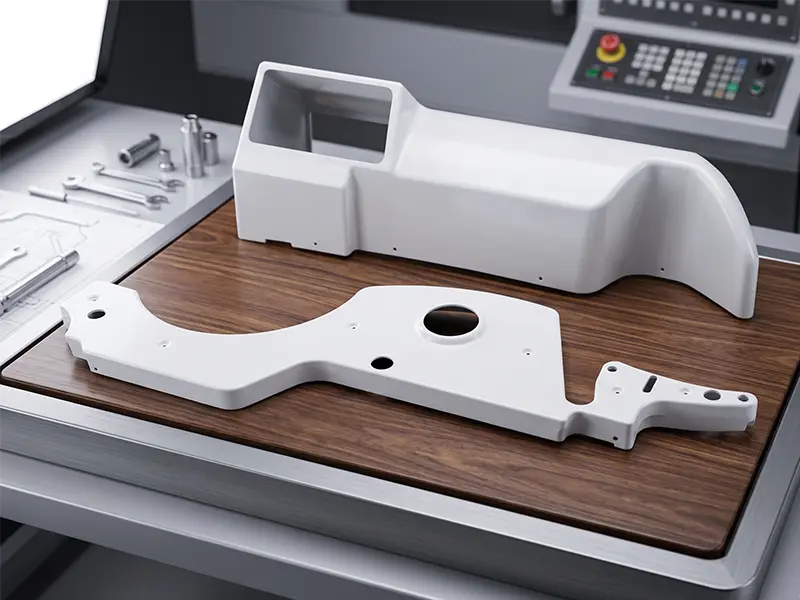 CNC-machined plastic prototype for a medical equipment enclosure