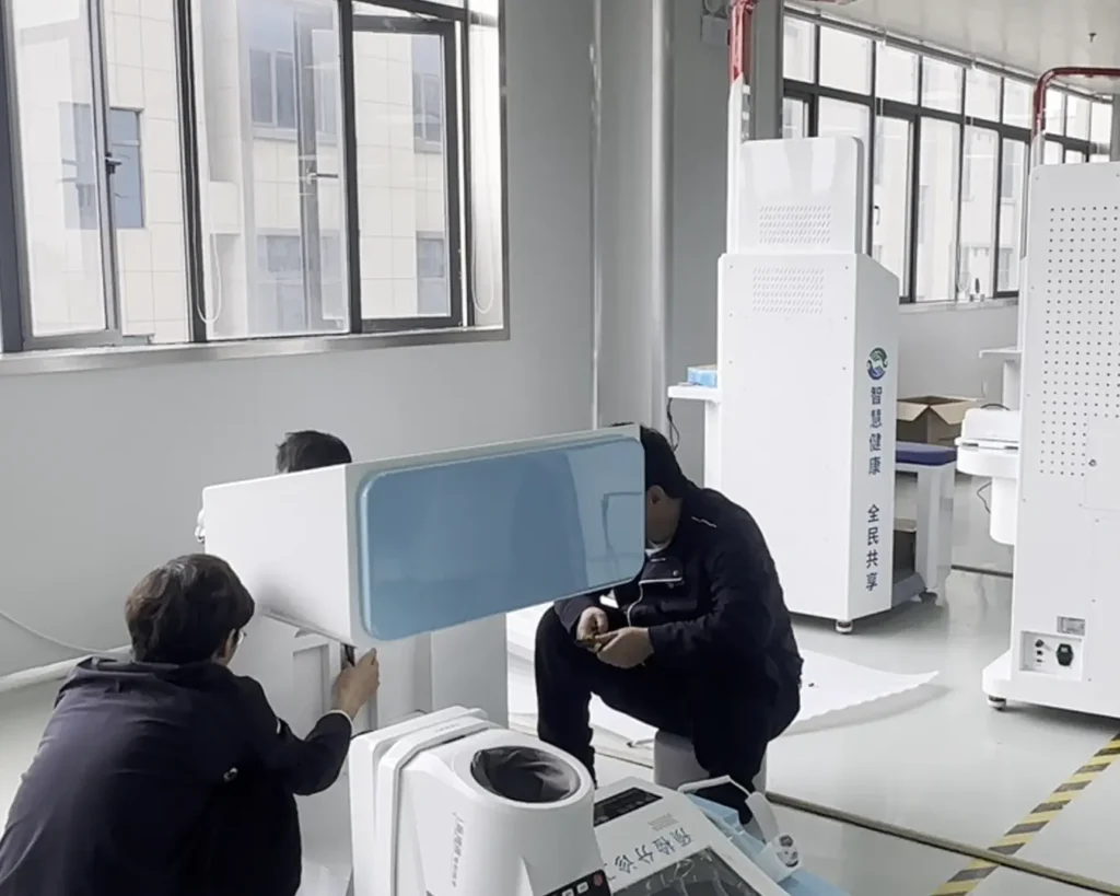 Installation of inserts, panels and enclosure components before final inspection and delivery.