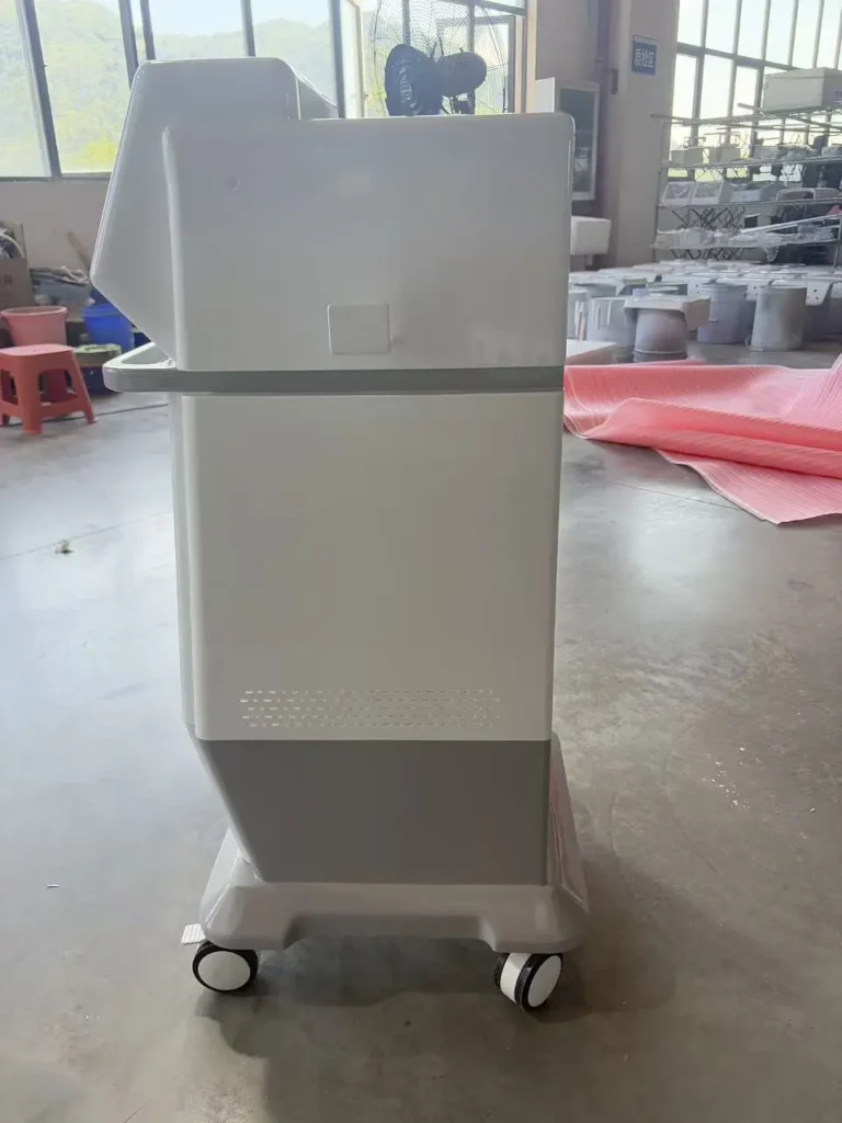 Two-tone matte painting of a medical device enclosure with precision masking
