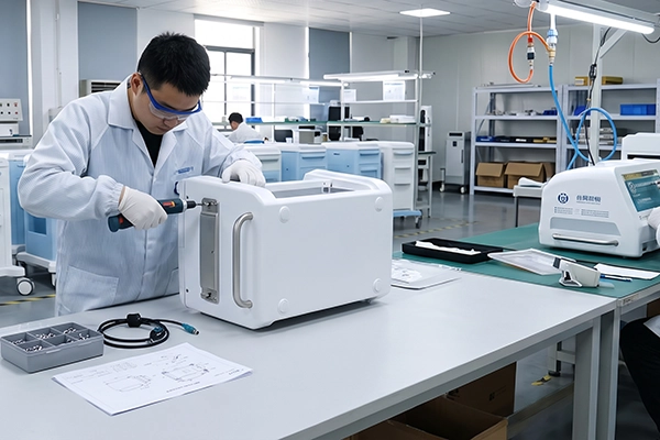 Surface finishing printing and assembly for medical enclosure