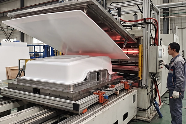 Thick-sheet vacuum forming for large medical enclosure