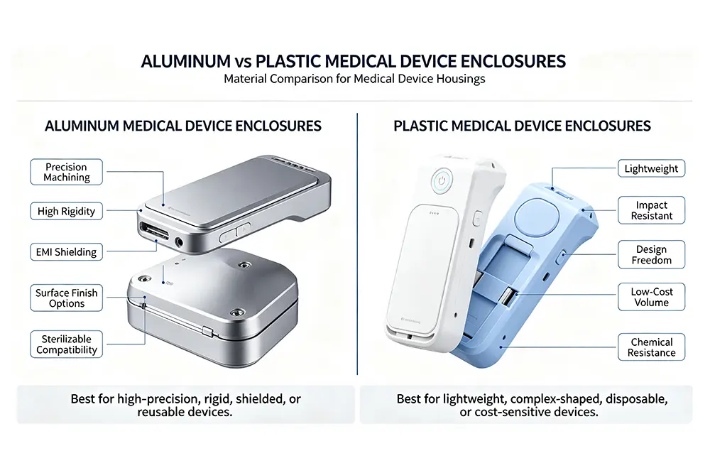 aluminum and plastic medical device enclosure structure