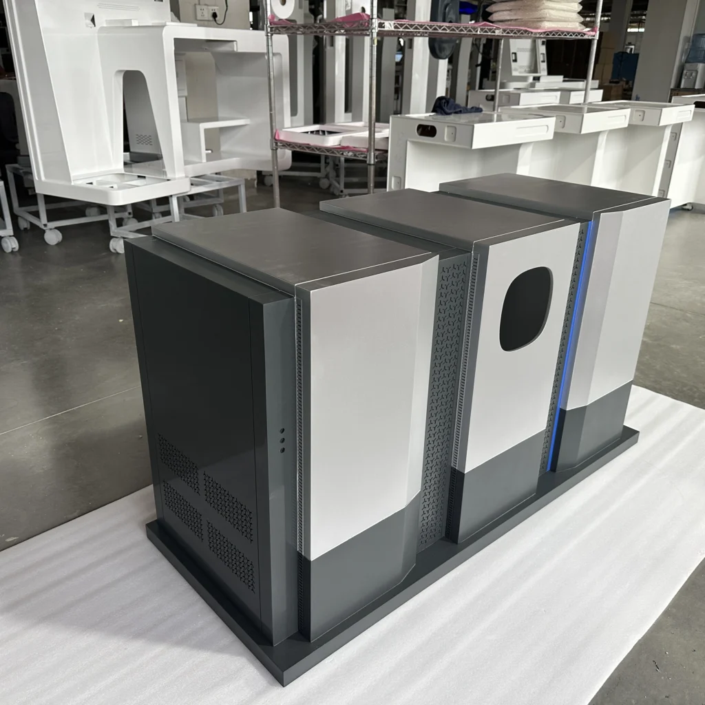 Large modular PC-ABS equipment enclosure with three cabinet sections