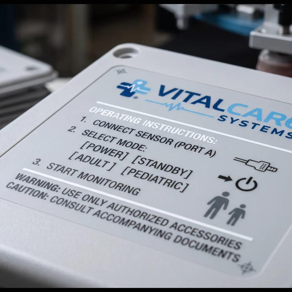 screen printed markings on a medical device enclosure panel